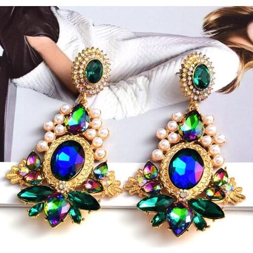 Baroque Earrings For Women Big Drop Earring Simulated Pearl Crystal Long Earrings Female Statement Jewelry Pendientes