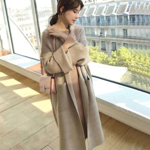 Oversized Knitted Long Cardigan Women Autumn Batwing Sleeve Solid Cardigans Ladies Winter Fashion Streetwear Pockets Sweater