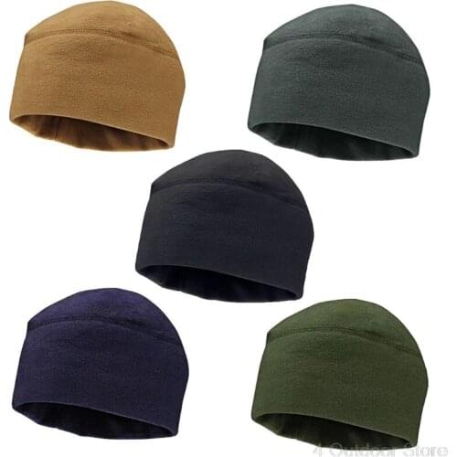 Unisex Winter Solid Color Soft Warm Watch Cap Polar Fleece Thickened Military Army Beanie Hat Windproof Outdoor Tough Headwear