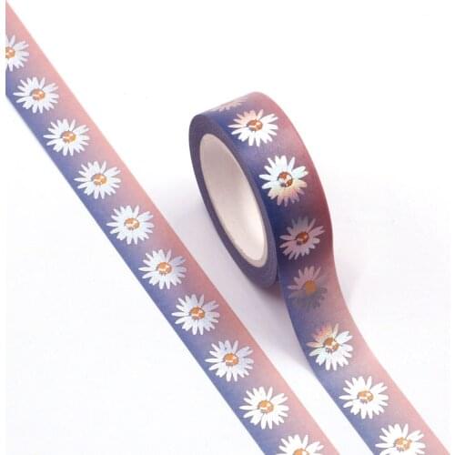 1PC 15MM*10M Gold Foil Follwers Designs Washi Tape Wide Sticky Adhesive Tape Scrapbooking Album DIY Decorative Paper Tape