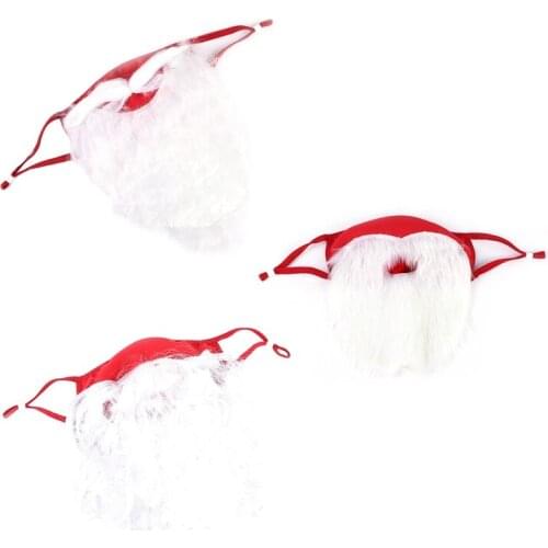 1PC Christmas Funny Beard Decoration Mask Santa Beard Full Set Of White Christmas Decorations Rabbit Fur Beard Character Beard