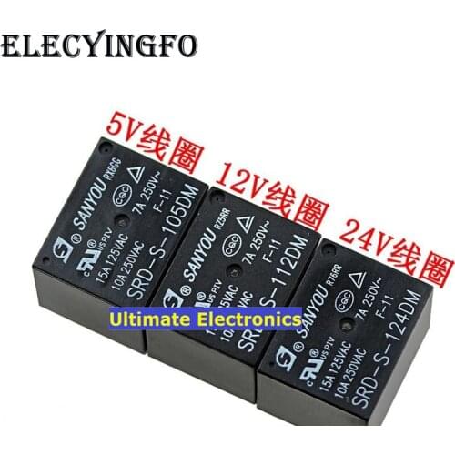 10pcs SRD-S-105DM SRD-S-112DM SRD-S-124DM 5V12V24VA group of normally open 10A 4 feet relay