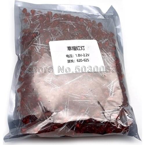 1000pcs 5mm DIP LED red turn red straw hat lamp DIP LED light emitting diode F5 super bright