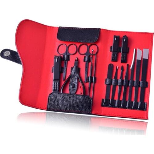 15Pcs Steel Nail Clipper Cutter File Ear Pick Manicure Pedicure Tools RoseGolden polishing anti-skid technology upscale