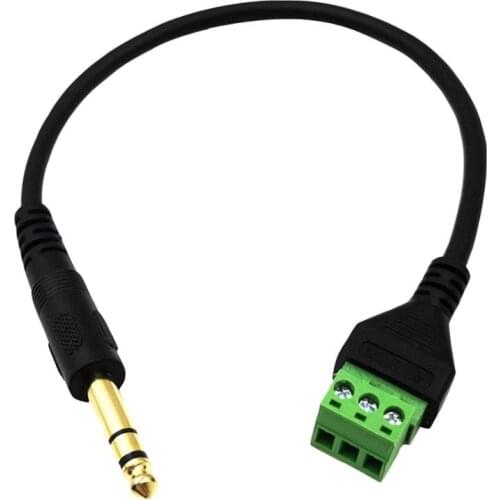 1x 6.35mm 1/4" Stereo TRS 3Pole Male Plug To AV Screw Video Balun Terminal Adapter Connector Cable 35cm