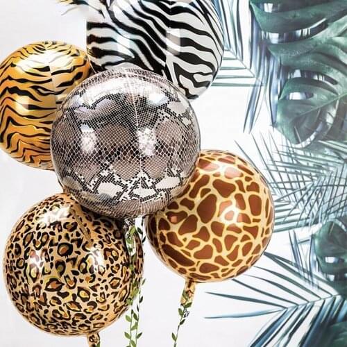 3Pcs 18Inches Animal Printed Cow Tiger Zebra Leopard Foil Balloon Jungle Forest Safari Zoo Theme Birthday Wedding Party Supplies