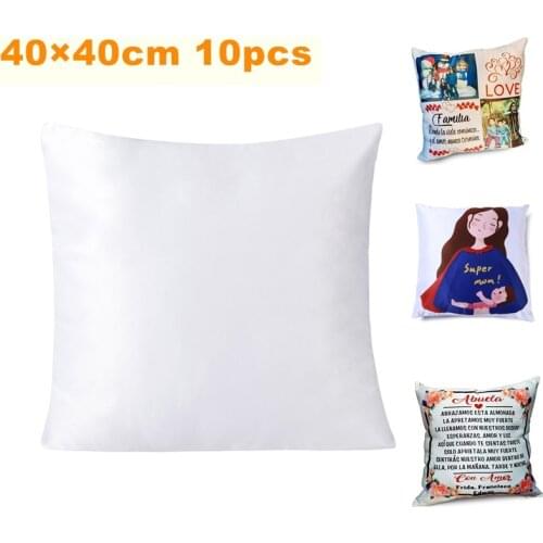 40×40 Bulk White Plain Sublimation Blanks Pillow Case Cushion Cover Fashion Pillowcase for Heat Transfer Press as DIY Gift 10pcs