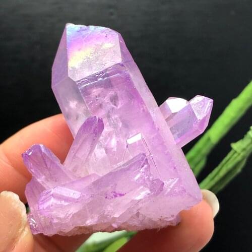 40-70g Beautiful Aura Crystal Cluster Angel Aura Titanium Quartz Crystal Specimen Minerals Reiki Healing Chakra