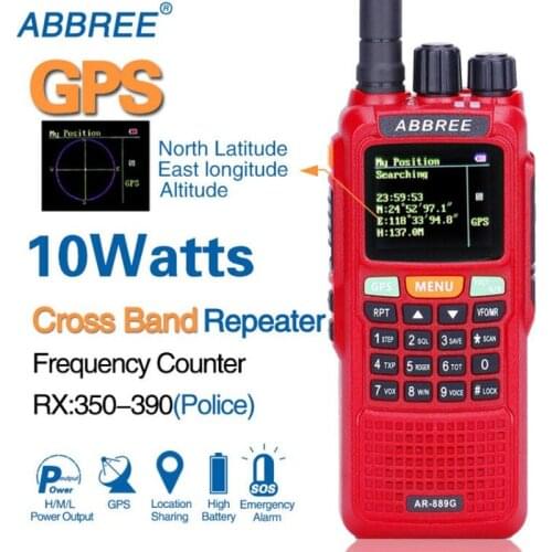 ABBREE AR-889G GPS SOS 10W Powerful Cross Band Repeater Walkie Talkie Dual Band 10km Long Range Hunting Ham CB Portable Radio