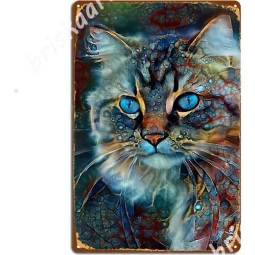 Tabata Velvet Cat Chat, Gato, Léa Roche Paintings Metal Signs Club pub Garage Classic Wall Decor Tin sign Posters