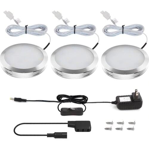 Wireless Dimmable LED Under Cabinet Light Aluminum LED Puck Light Kitchen Lights for wardrobe Counter Furniture Shelf Lighting