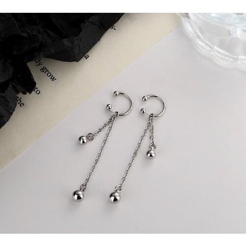 Punk Charms Beads Ear Bone Clip 925 Sterling Silver Ear Cuff No Pierced Jewelry For Women Girls Party Birthday brincos