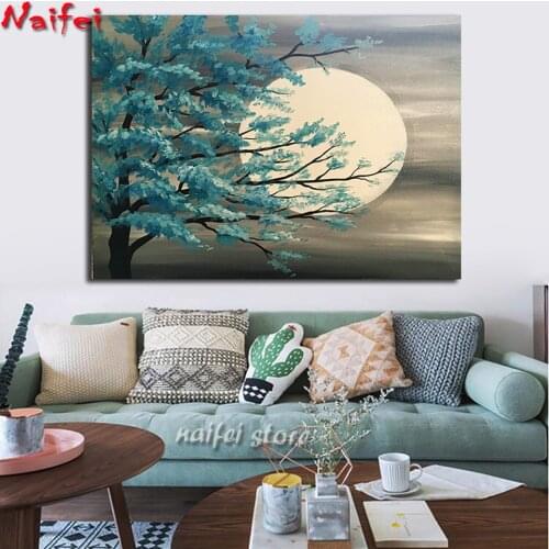 Moon Scenery diamond embroidery Tree Landscape Diamond Painting Pictures diamond mosaic Home Decoration For Living Room