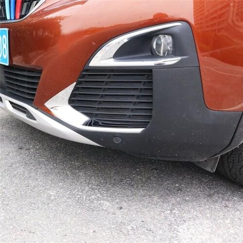 For 2017 2018 Peugeot 3008 GT ABS Chrome Front Fog Light Bottom Eyebrow Eyelid Cover Trim Strip Sticker Car Styling Accessories