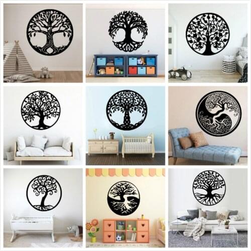 Tree Of Life Wall Decals Tree Dot Yin Yang Classic Round Wall Sticker Bedroom Living Room Nursery Vinyl Art Mural Decor