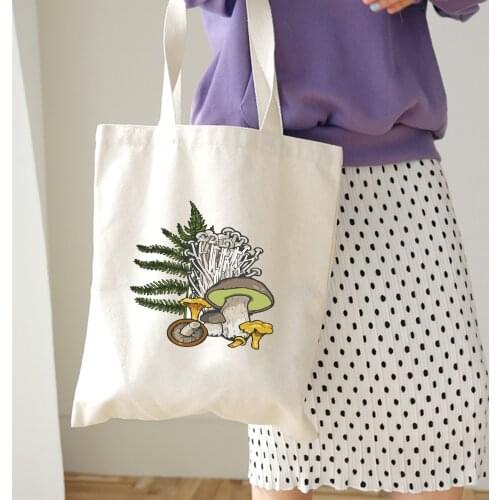 Cottagecore Aesthetics Tote Bag Women Canvas Casual Shoulder Bag Large Capacity Harajuku Shopping Bags Foldable Handbag Ladies