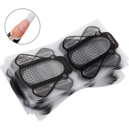 20pcs Nail Extensions Forms Mold Nail Extension Gel Manicure French Design Top Stencil Building Stickers UV Gel Nail Art T0578