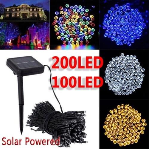 100/ 200 LED Solar Power String Fairy Lights Waterproof Outdoor Garden Garland Solar Lamp Christmas Festival Holiday Light Decor