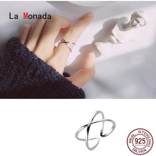 La Monada 53-58mm X Cross Resizable Women Ring 925 Silver Minimalist Rings For Women 925 Silver Fine Jewerly Rings Woman Open