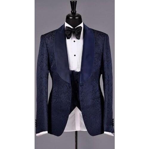 Handsome Groomsmen Wool blend Groom Tuxedos Mens Wedding Dress Man Jacket Blazer Prom Dinner (Jacket+Pants+Tie+Vest) A91