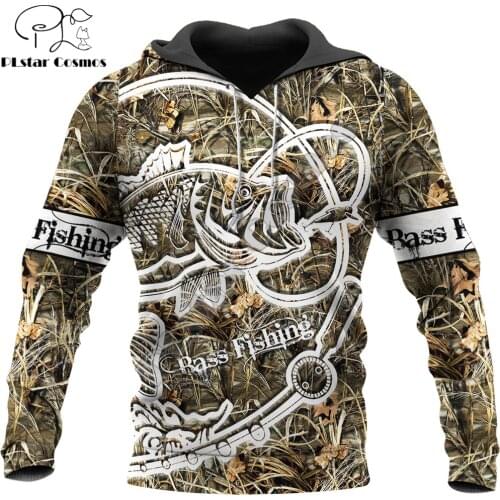 Cool Bass Fishing Camo 3D All Over Printed Men Hoodie Harajuku Sweatshirt Unisex Casual Jacket Pullover sudadera hombre DW0412