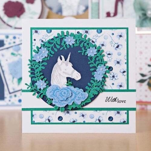 Unicorn with flowers Metal Cutting Dies Stencil for DIY Scrapbook Photo Album Paper Card Decorative Craft Embossing Die New 201