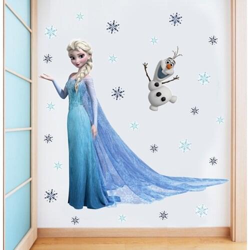 Cartoon Disney Frozen Elsa Princess Olaf Wall Stickers For Kids Room Decoration Home Decals Anime Mural Art Movie Wall Poster