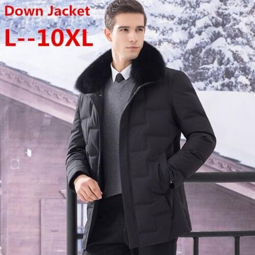 Big 10XL 8XL 6XL Fur collar mens down jacket brand winter jacket men high quality hat windproof coat men white duck down jacket