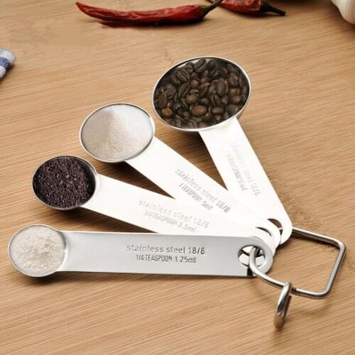 4-Piece 304 Stainless Steel Measuring Spoons Set for Dry or Liquid, Measuring Tools for Cooking/Baking