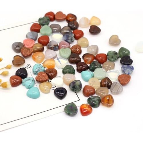 Natural Stone Rose quartz Cabochon Flat Back Heart Shape No Hole Loose Beads For jewelry making DIY Ring Necklace accessories