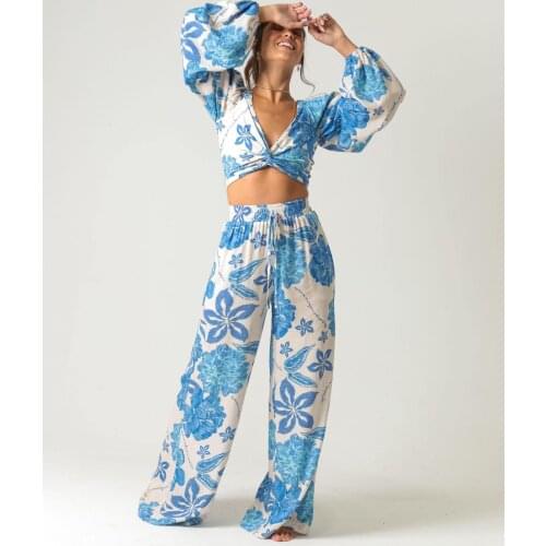 New 2021 spring sexy temperament womens printed pants suit fashion casual suit