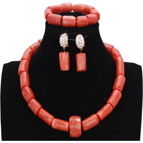 4ujewelry Necklace Set Wedding Original African Coral Beads Jewelry Set For Women Girls Bridal Party Jewellery Set Necklace 2018