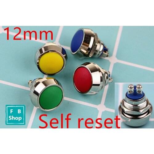 Reset switch 12mm metal button switch start welding fixed doorbell horn stainless steel switch