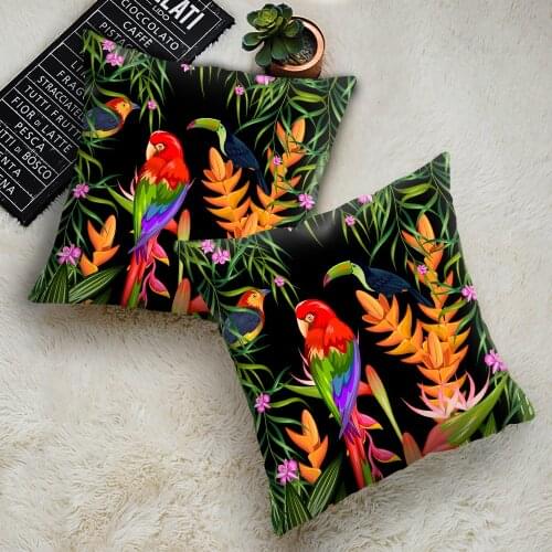 Flowers Cushion Cover pillow decorative Tropical plant parrot cushion cover pillow Decorative Pillowcase for sofa Pillowcover