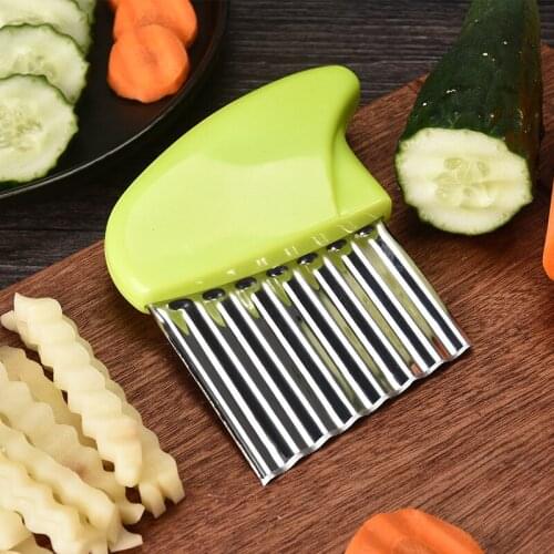 Potato Cutter Stainless Steel Wavy Knife French Fry Chip Cutter Kitchen Vegetable Slicer Cutting Tools Cooking Kitchen Gadgets
