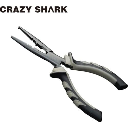 Crazy Shark Luminous 7/9inch Fishing Pliers Split Rings cutters Hook Remove Long Nose Crimping sleeves Carp Fish Tools