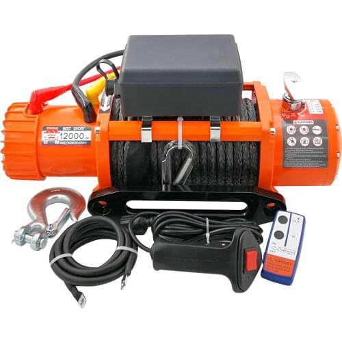 12V 24V 13500lbs off-road vehicle modification rescue self-rescue electric winch electric hoist small crane 24m length wire rope