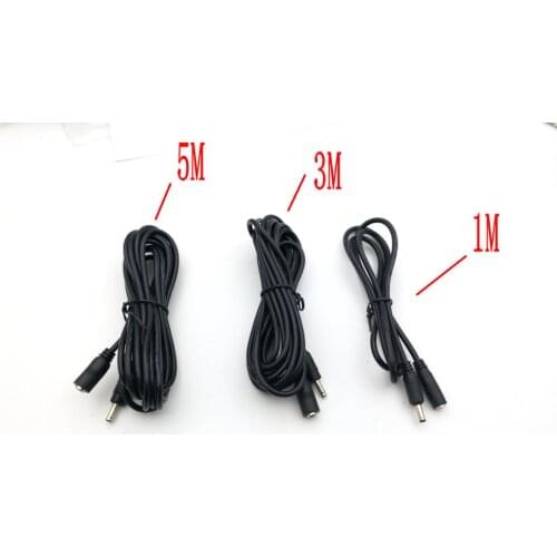 Black 3.5mm x 1.35mm DC Power Adapter Extension Cable, 22AWG, 1M,3M,5M