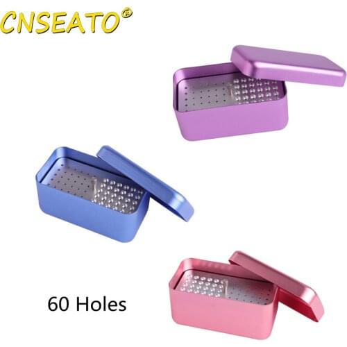 CNSEATO 60 Holes Dental Disinfection Box Endo Files Polisher Burs Autoclave Holder 3 Use Sterilizer Case