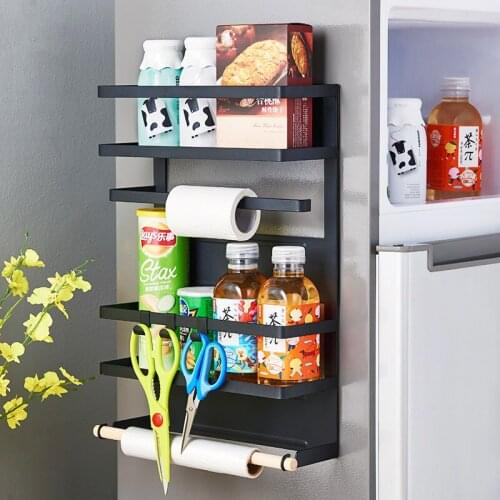 Luggage Carrier Refrigerator side hangers Wall Hanging Shelf Kitchen Fresh-keeping Film Storage Rack Magnetic Suction Hangers