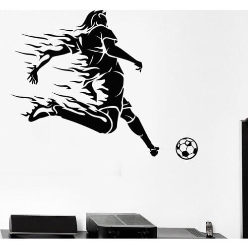 Football Player Vinyl Wall Decal Soccer Player Man Sports Fan Ball Team Game Window Sticker Boys Bedroom Wallpaper M265