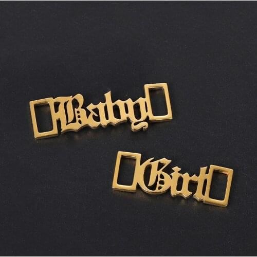 High Stainless Steel Jewelry Letters Left Right Shoe-buckle For Baby Girl Filled Buckie Charm Hip Hop Accessories For Women Men