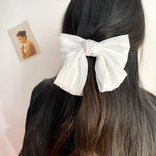 Vienkim Polka Floral Print Hair Clips Girls Bow Hairpin Pastoral Retro Style Barrettes Big Bowknot Hairpin Hair Accessories 2021