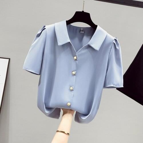 Blusas T-shirt For Womens Tee Shirt Short Sleeve V Neck Casual Office Lady White T-shirts Summer Solid Japan Korean Style Tops