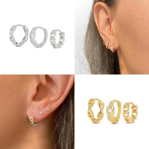 BOAKO Earrings For Women Real 925 Sterling Silver Hoop 2021 Trend Round Shape Zircon Earring Luxury Jewelry Pendientes Bijou