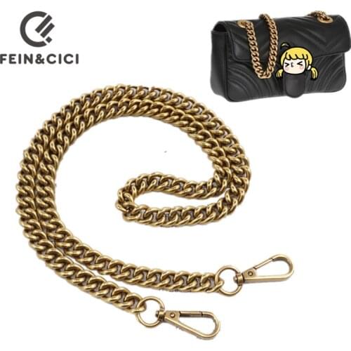Gold Bronze silver metal thick chain strap for famous luxury designer brand handbag DIY Belt Bag Strap Accessories Hardware