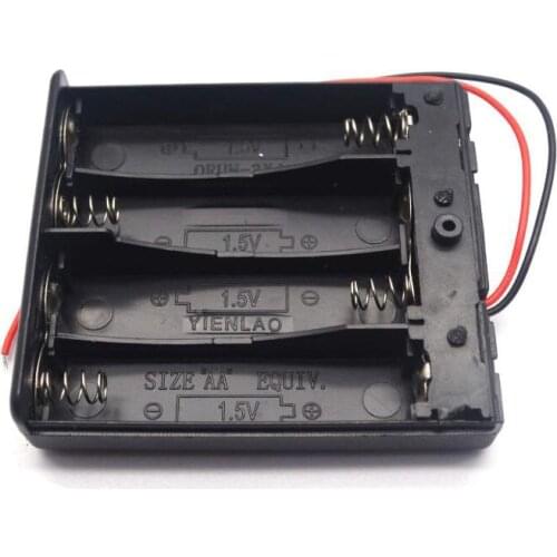 1Pcs/lot Plastic 6V 4 AA battery cell holder box case compartment with on/off switch and cover