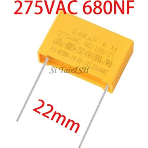 10pcs 275V X2 capacitor Pitch 22.5mm 275VAC X2 Polypropylene film capacitor 0.68uF 680nF