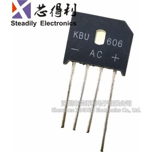10pcs/lot New KBU606 6A 600V Bridge Rectifiers Small Skateboard Support Rectifier Diode Rectifier