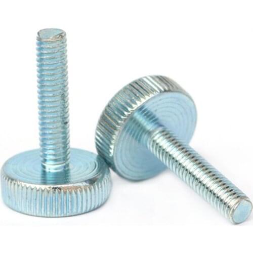 10pcs M3 blue and white zinc round head hand screws straight line knurling flat header handle screw GB835 6mm-20mm long